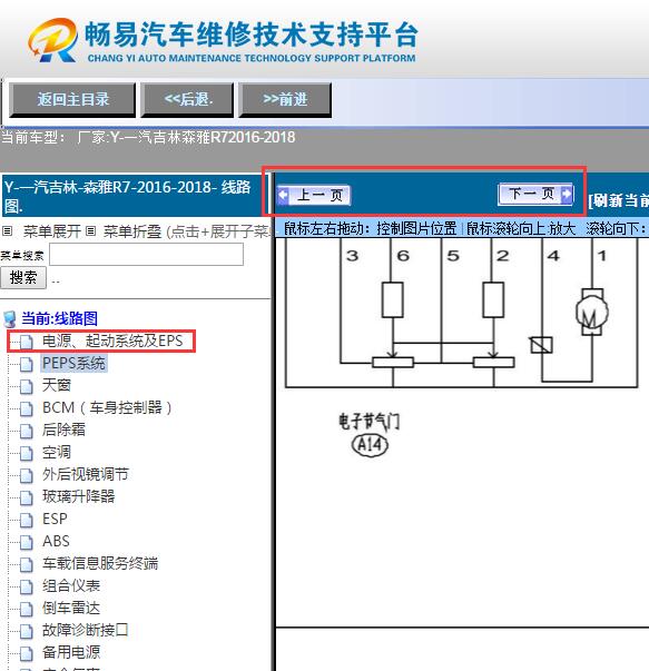 2016-2018年森雅R7  节气门电路图