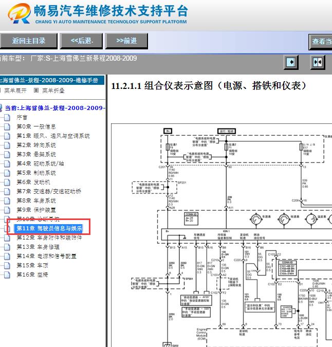 2008-2009年雪佛兰景程燃油液位传感器电路图