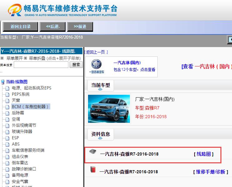 一汽吉林-森雅R7-2016-2018[ 线路图 ]