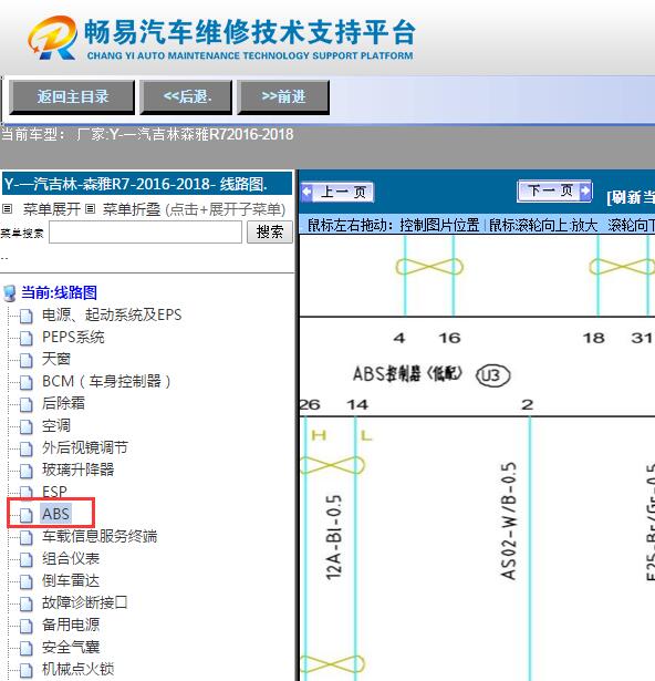2016-2018年森雅R7  ABS电路图