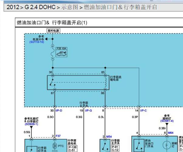 2012年起亚凯尊尾门电路图