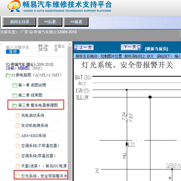 2009-2010年奇瑞汽车-旗云3灯光系统电路图
