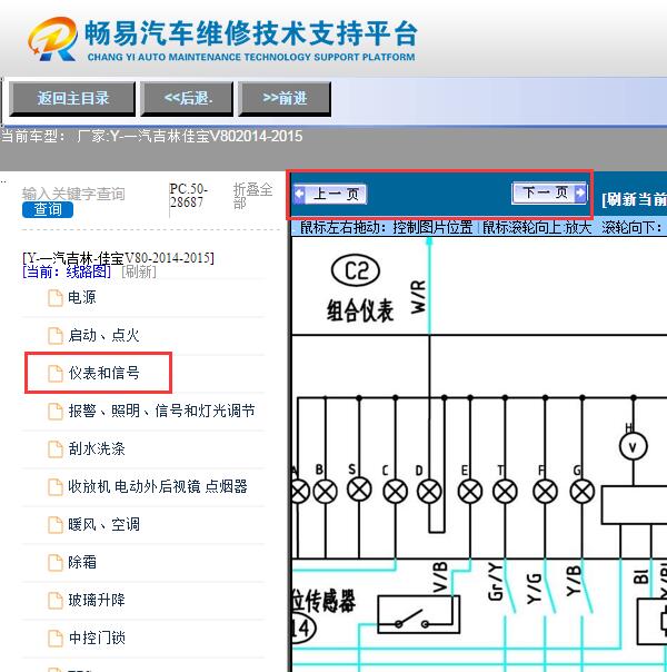 2014-2015年佳宝V80  仪表电路图