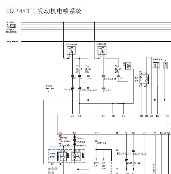 奇瑞瑞虎SQR481FC发动机电路图