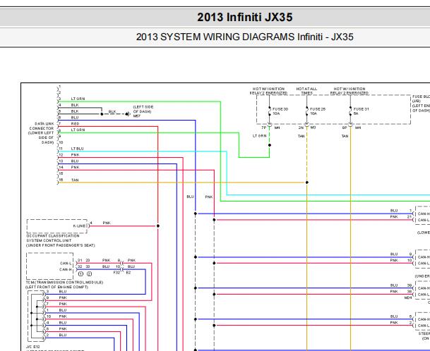 2013年英菲尼迪JX35网络通讯电路图