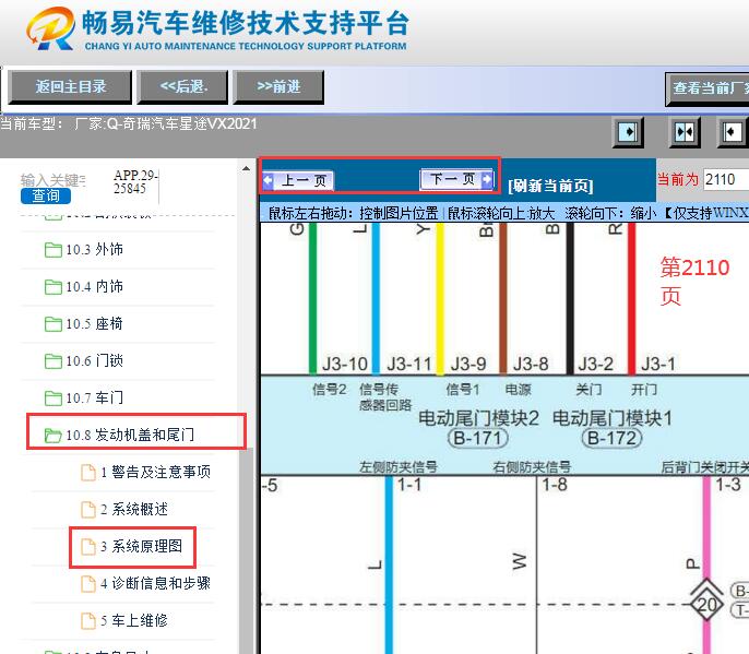 2021年奇瑞星途vx电动尾门电路图