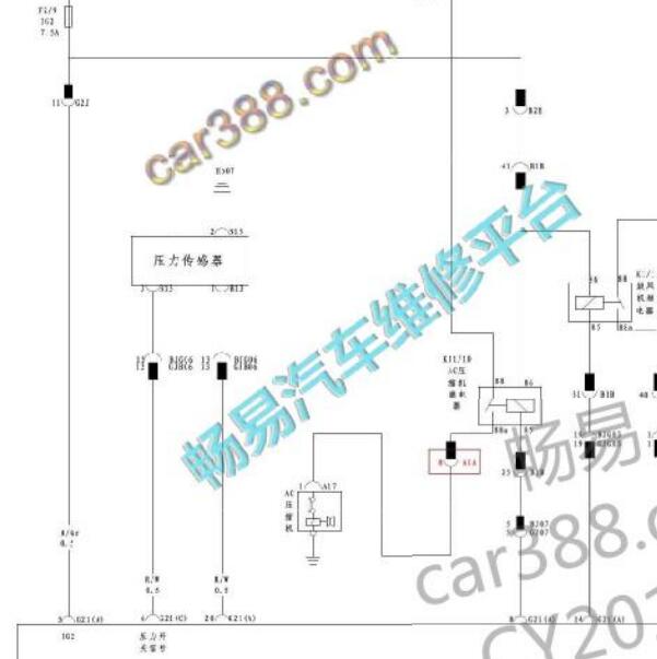 2015年比亚迪宋空调压力传感器电路图
