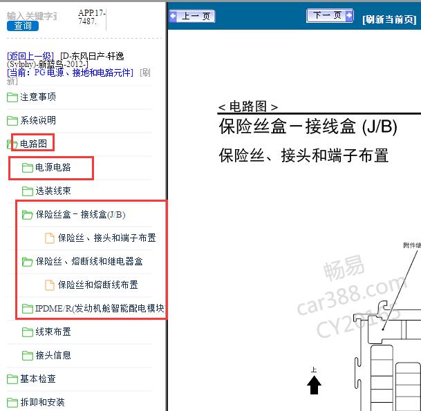 2012年日产轩逸保险电路图与位置