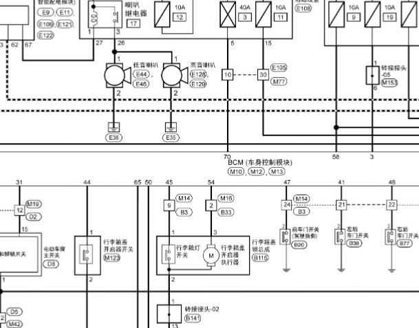 2020年东风日产启辰D60 EV行李箱电路图
