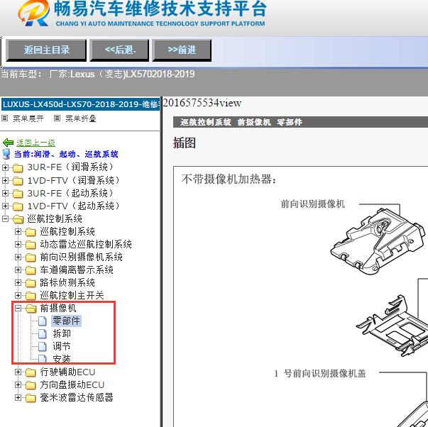 19年雷克萨斯LX570前摄像机维修手册