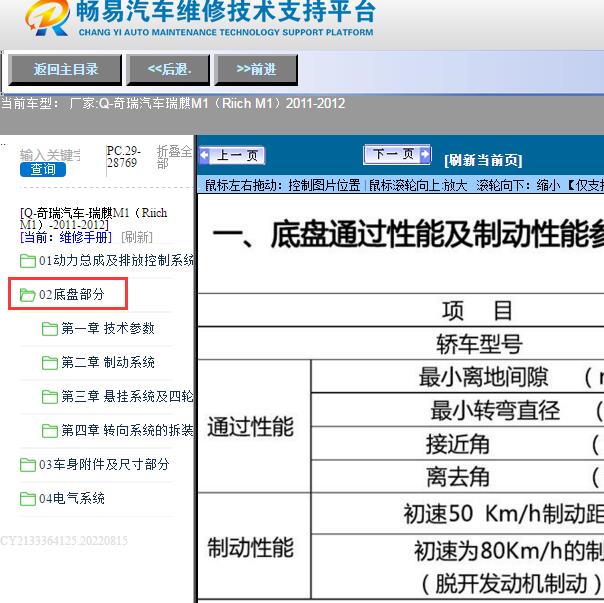 2011-2012年奇瑞汽车-瑞麒M1（Riich M1）底盘维修手册