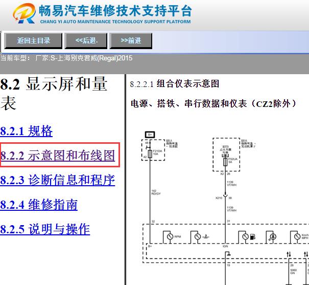 2015年别克君威仪表电路图