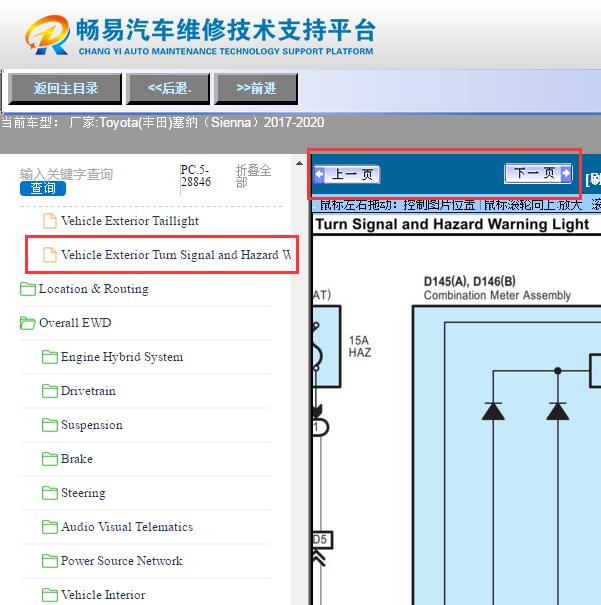 2017-2020年塞纳  转向灯电路图