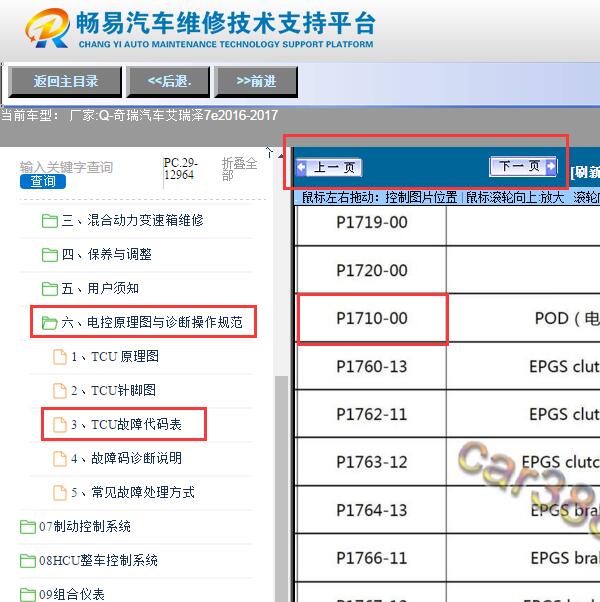 2016-2017年艾瑞泽7e  P1710故障码资料