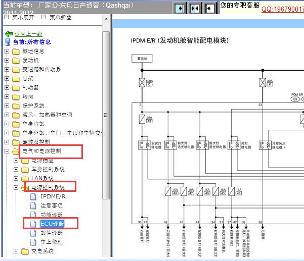 2011年日产逍客保险电路图