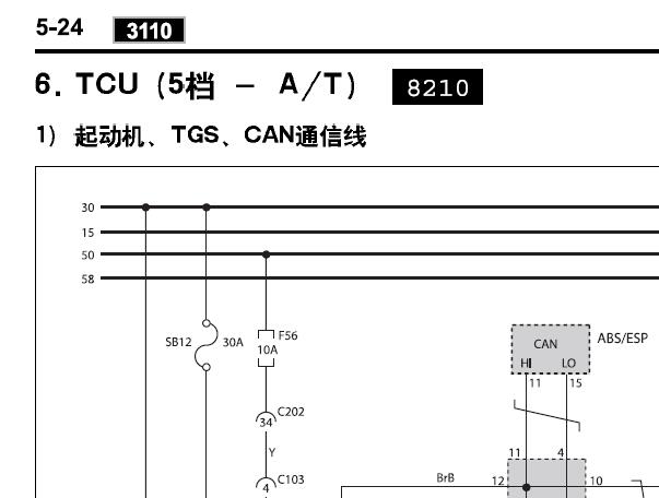 2007年双龙享御变速箱电路图
