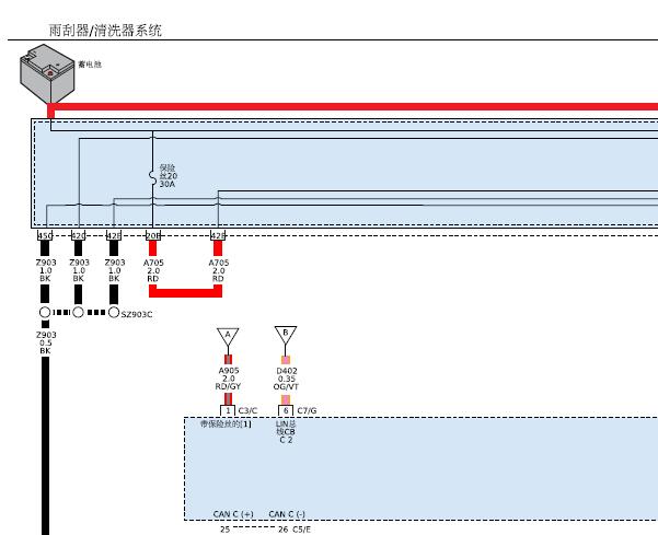 2017-2019年道奇挑战者雨刮电路图