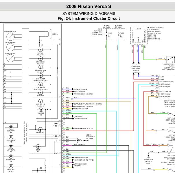 2008年日产颐达仪表电路图