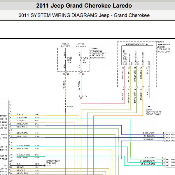 2011年JEEP大切诺基  底盘升降打气泵电路图