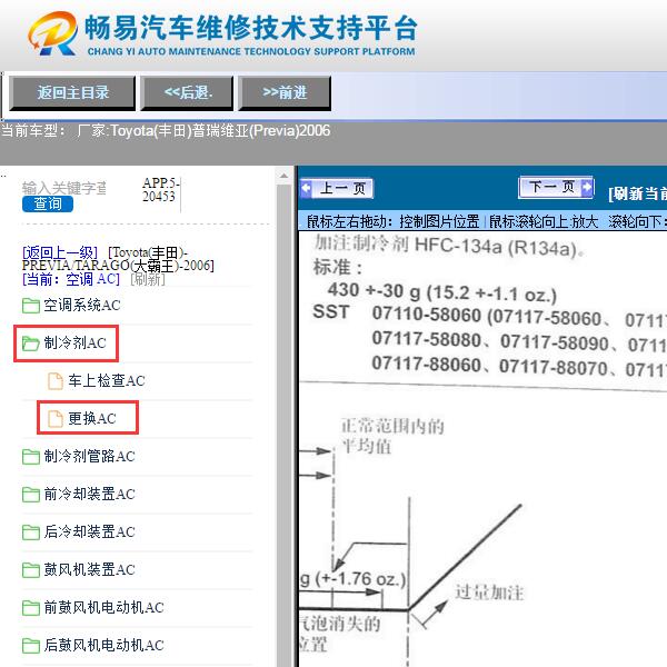2006年丰田普瑞维亚  空调制冷加注量