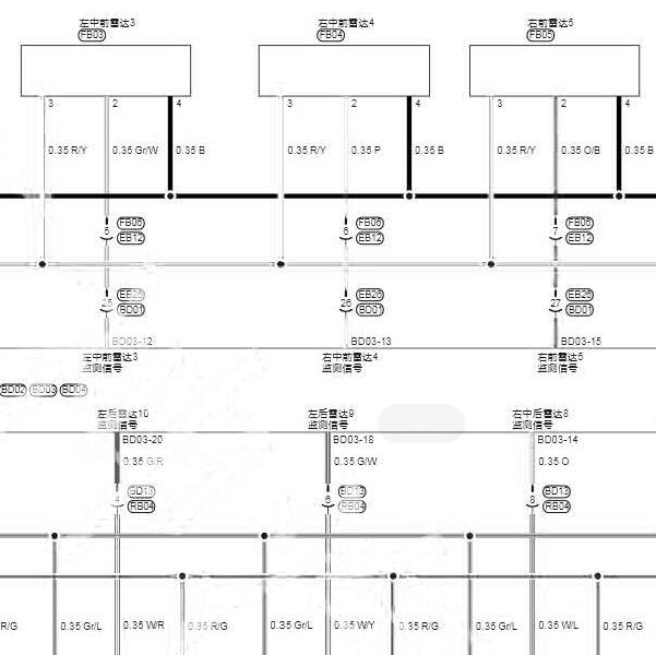 2020年零跑T03  倒车雷达电路图