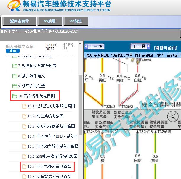 2020-2021北京汽车-智达X3安全气囊电路图