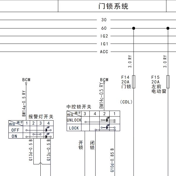 吉奥星朗中控锁电路图