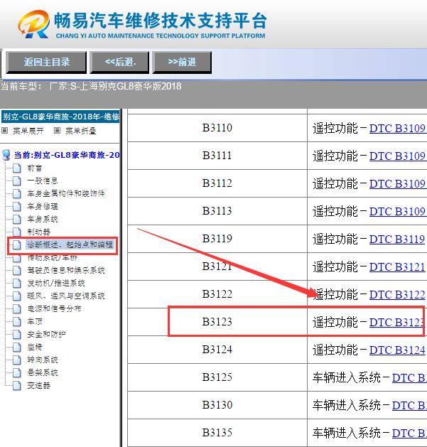 2018年别克GL8  故障码B3123资料