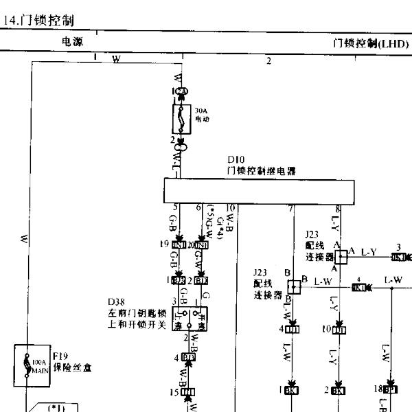 丰田海狮门锁电路图