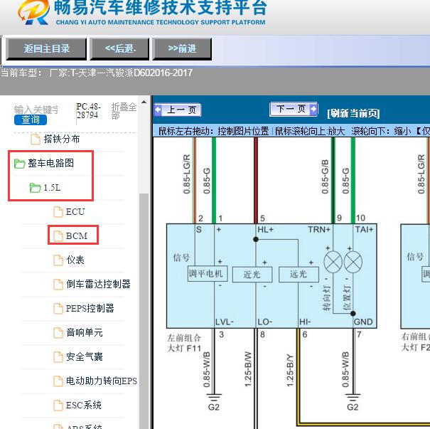 2016-2017年天津一汽-骏派D60灯光电路图