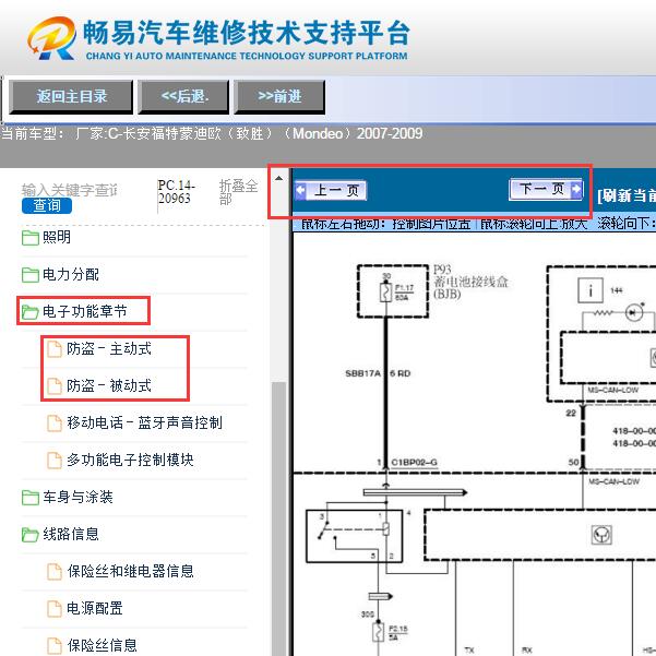 2009年福特蒙迪欧（致胜） 防盗电路图