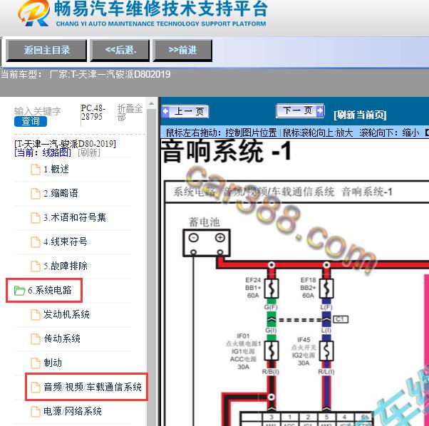2019年天津一汽-骏派D80音响电路图