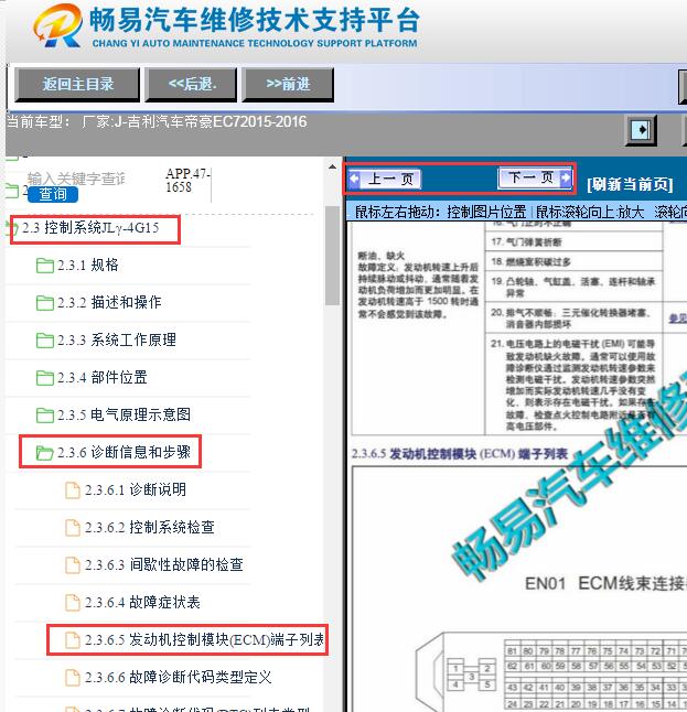 2015-2016年吉利帝豪EC7 JLY-4G15发动机针脚