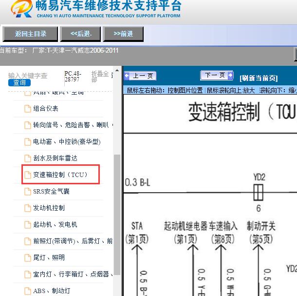 2006-2011年天津一汽-威志变速箱电路图