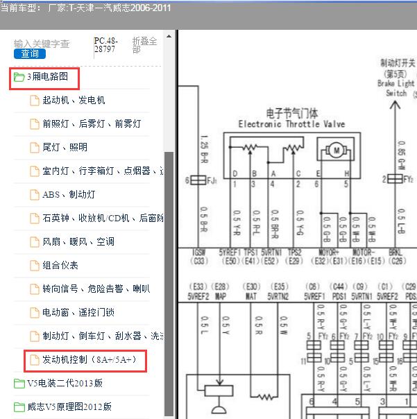 2006-2011年天津一汽-威志节气门电路图