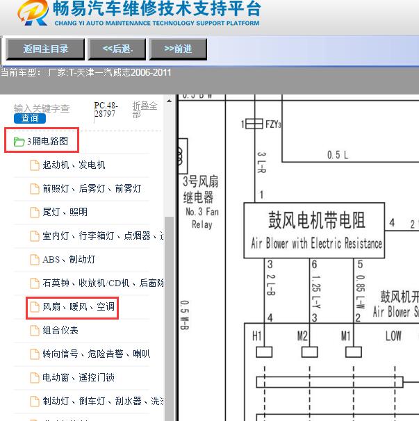 2006-2011年天津一汽-威志鼓风机电路图