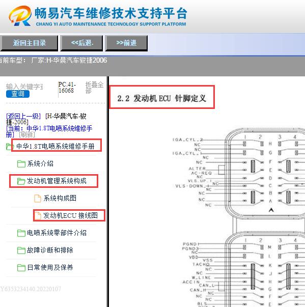 2006年中华骏捷发动机针脚资料