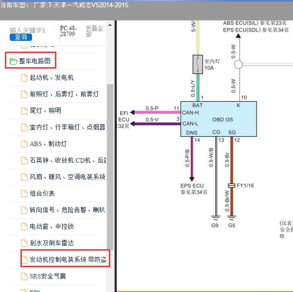 2014-2015年天津一汽-威志V5 发动机电路图