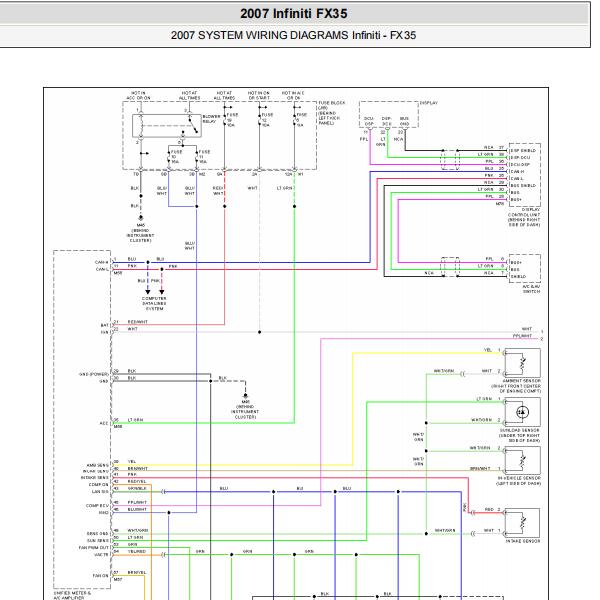 2007英菲尼迪FX35  空调电路图和室外温度传感器电路图