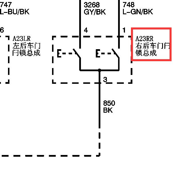 2010年别克君越  右后门电路图