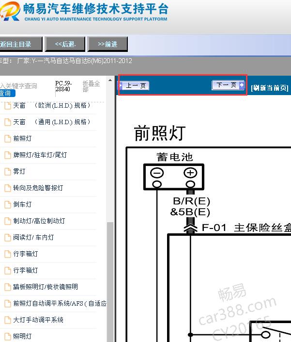 2011-2012年马自达6灯光电路图