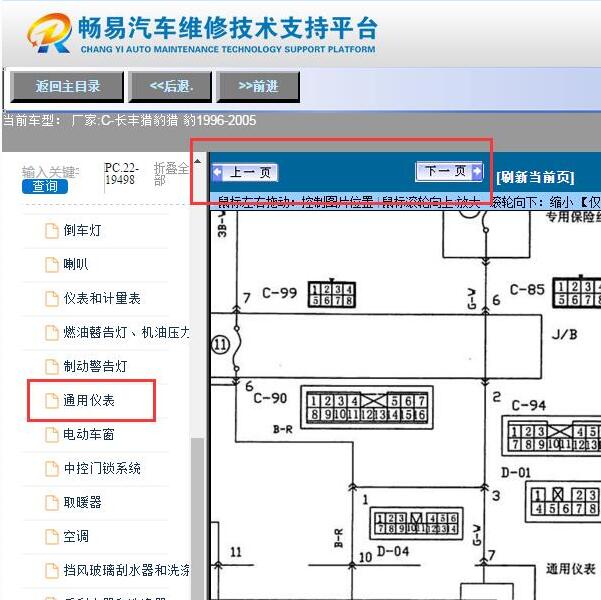 2004年长丰猎豹，仪表针脚和仪表电路图