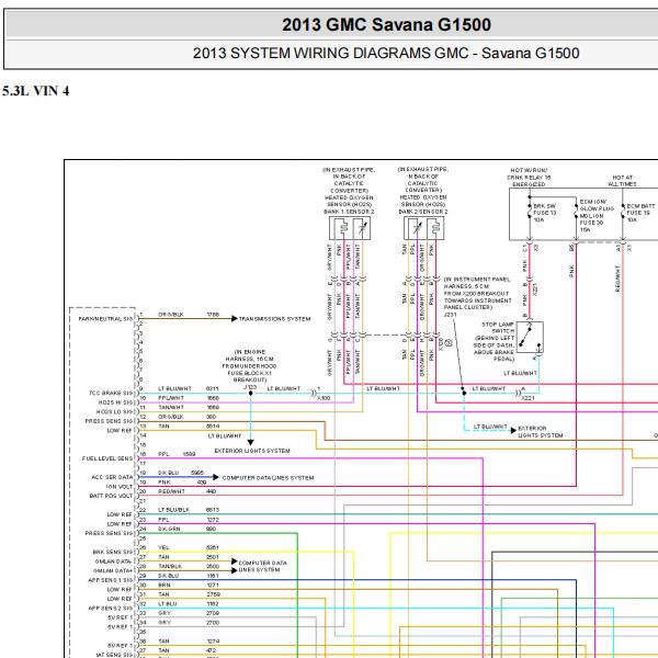 2013年GMC  savana   发动机电路图