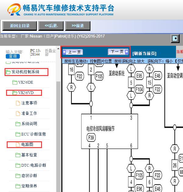 2016-2017年日产途乐冷却风扇电路图