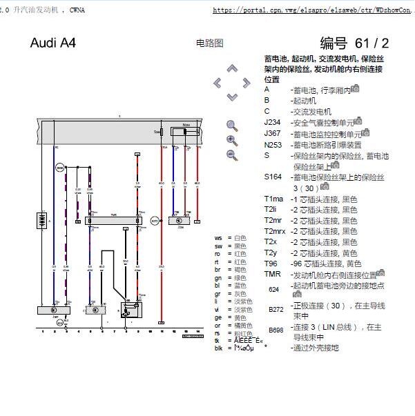 2017年奥迪A4L发动机电路图