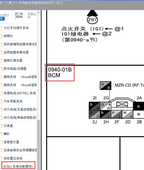 2011-2012年一汽马自达6（M6）车身针脚