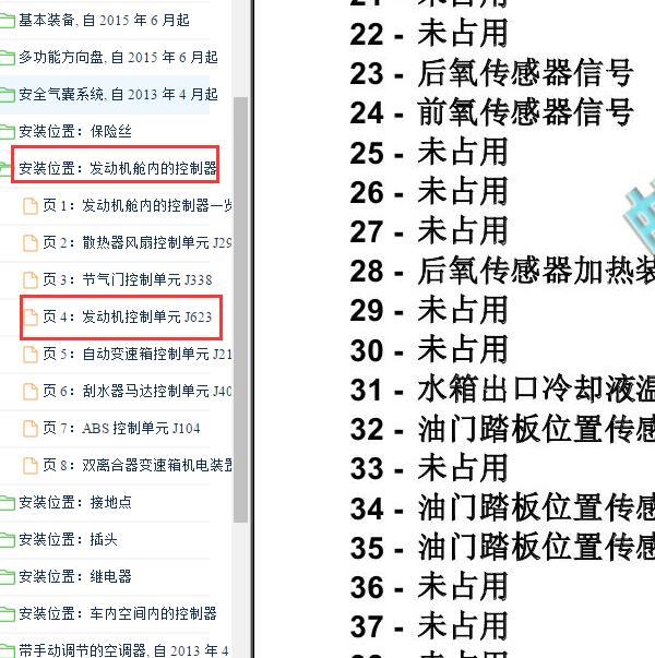 2015-2016年大众朗行CSR发动机针脚