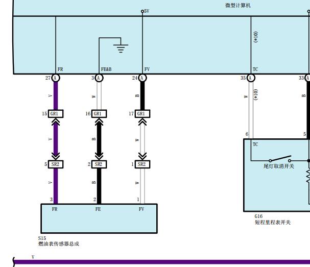 2019年丰田兰德酷路泽普拉多燃油表电路图
