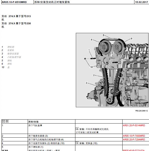 2017年奔驰E300发动机正时