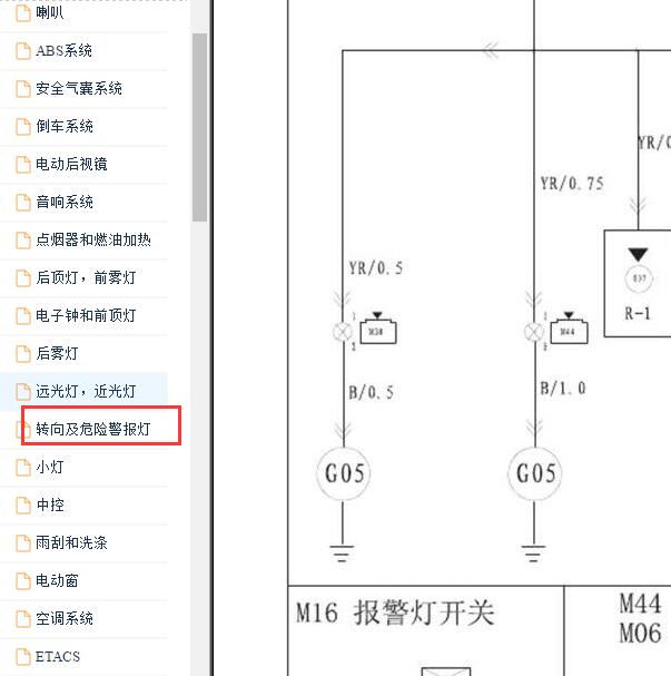 2011-2017年江淮星锐转向灯电路图